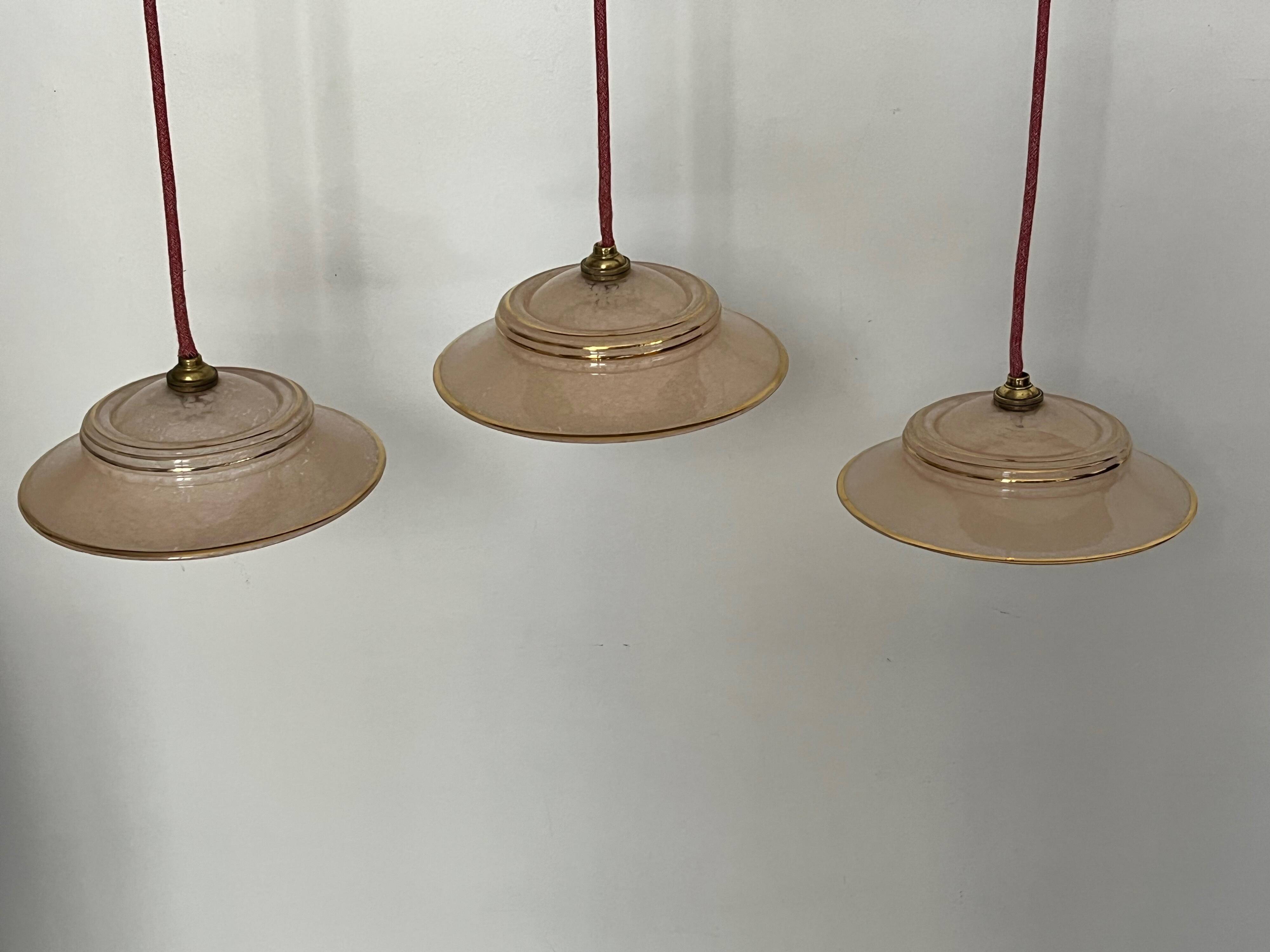 Set of 3 Clichy glass pendant lights