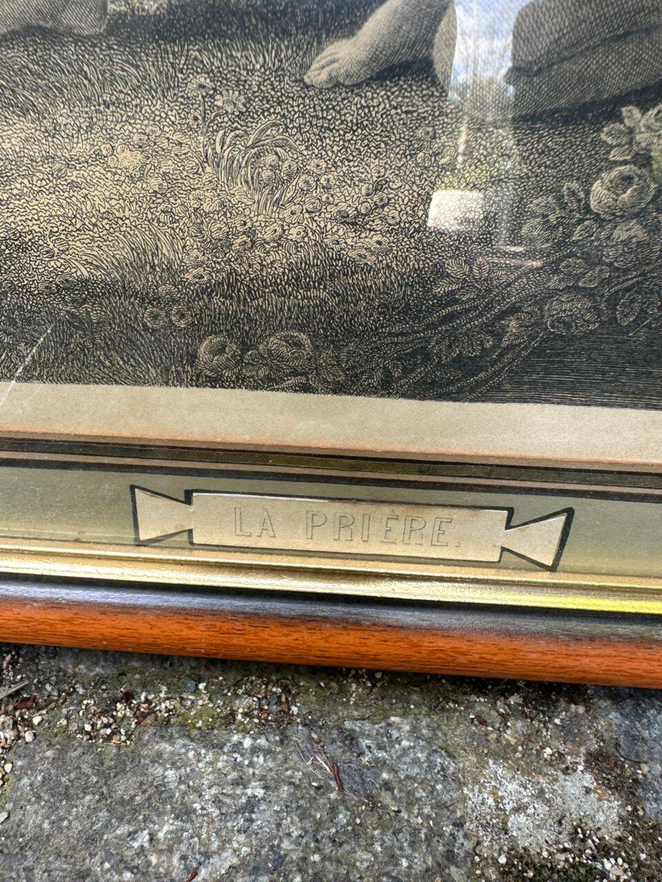 Tableau reproduction engraving old The Prayer