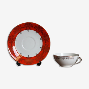 Duo tasse à thé et sa soucoupe porcelaine d'art