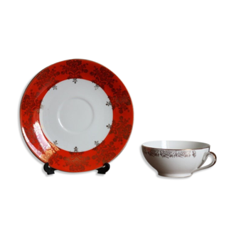 Duo tasse à thé et sa soucoupe porcelaine d'art