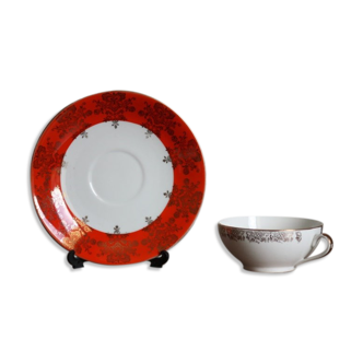 Duo tea cup and its art porcelain saucer