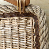 Rectangular burlap wicker basket