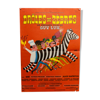 Affiche 40x60 "Drôle de zèbre" Coluche Claude françois 1977