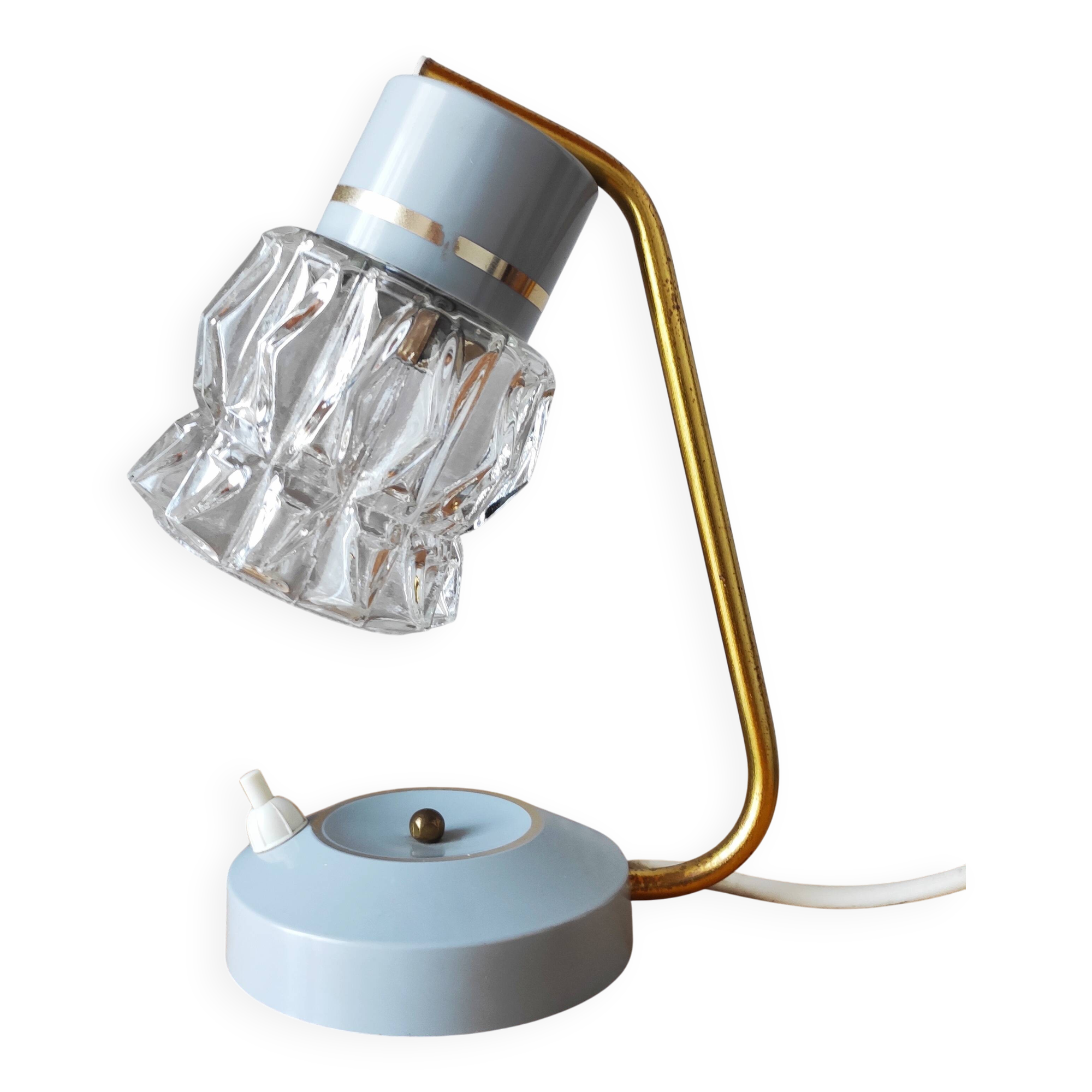 Mid-Century glass and brass lamp