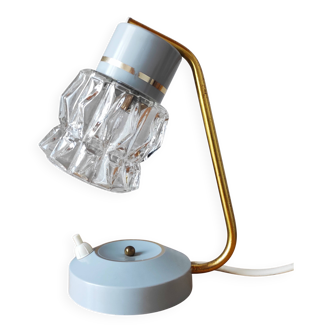 Lampe Mid-Century en verre et laiton