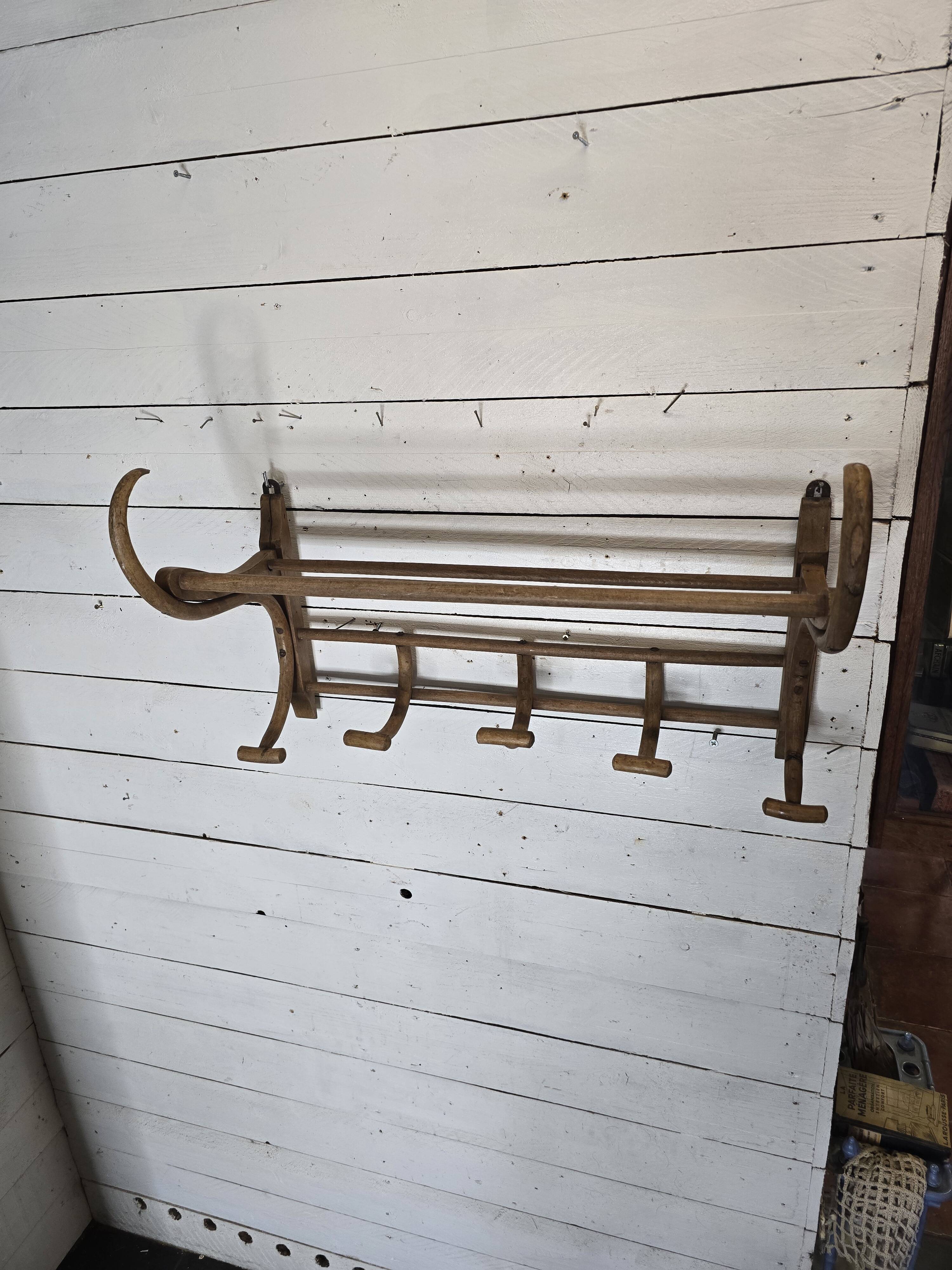 Old curved wooden coat rack