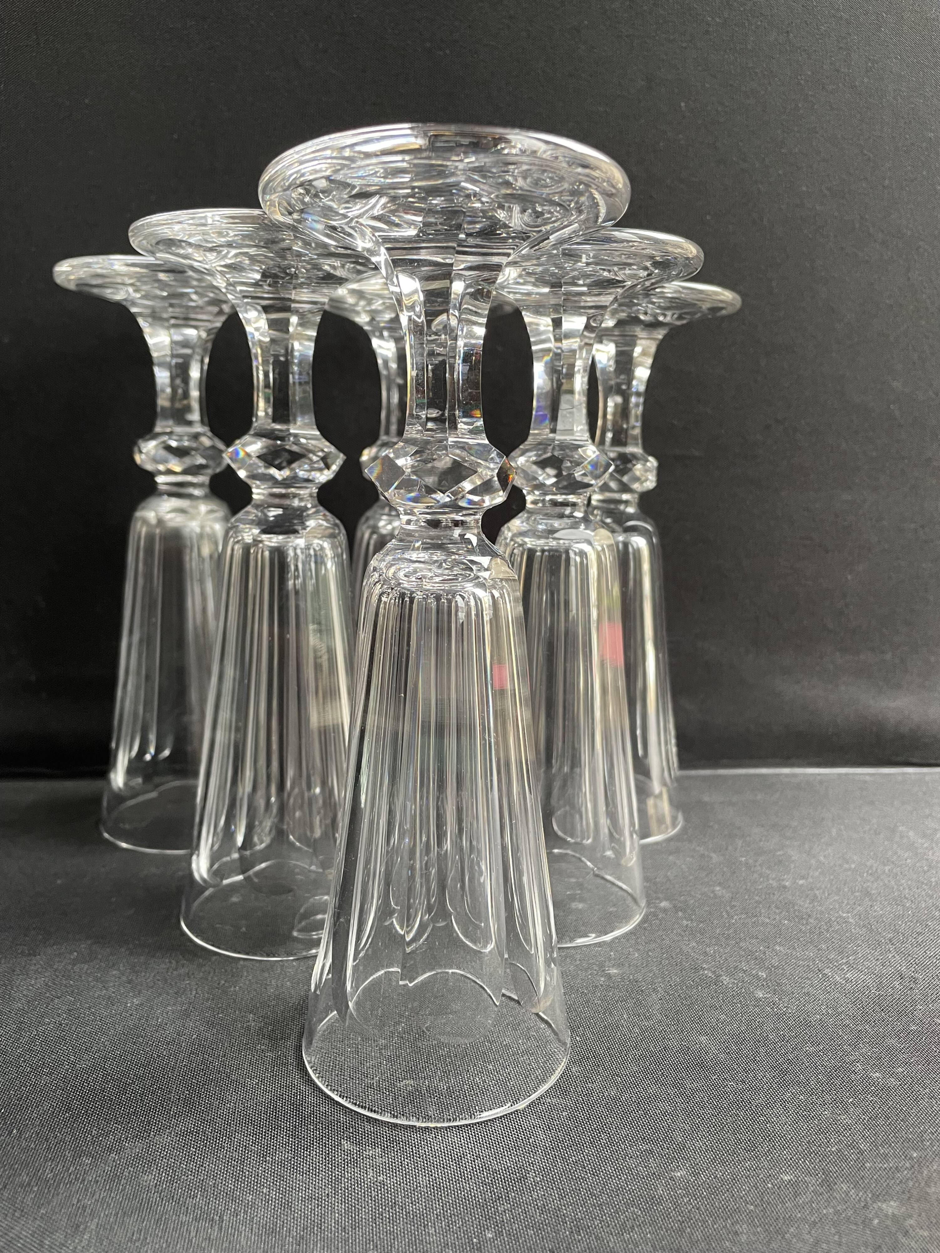 6 Baccarat/Saint Louis champagne flutes - 19th century