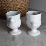 White porcelain hen egg cups