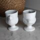 White porcelain hen egg cups