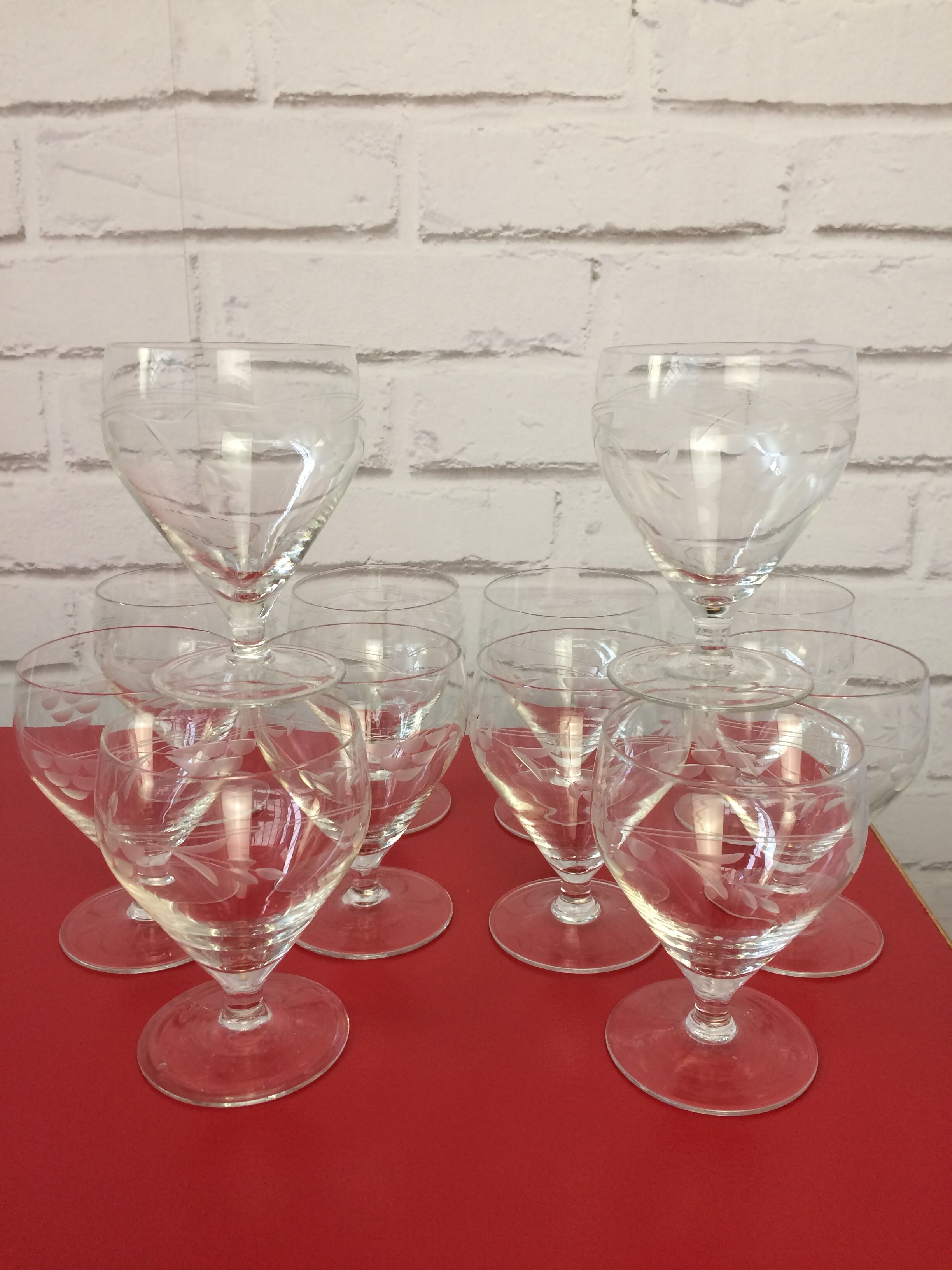 48-piece engraved glass service