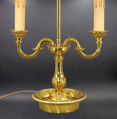 Bronze Bouillotte Lamp in Louis XVI Style with Two Lights "Lucien Gau"