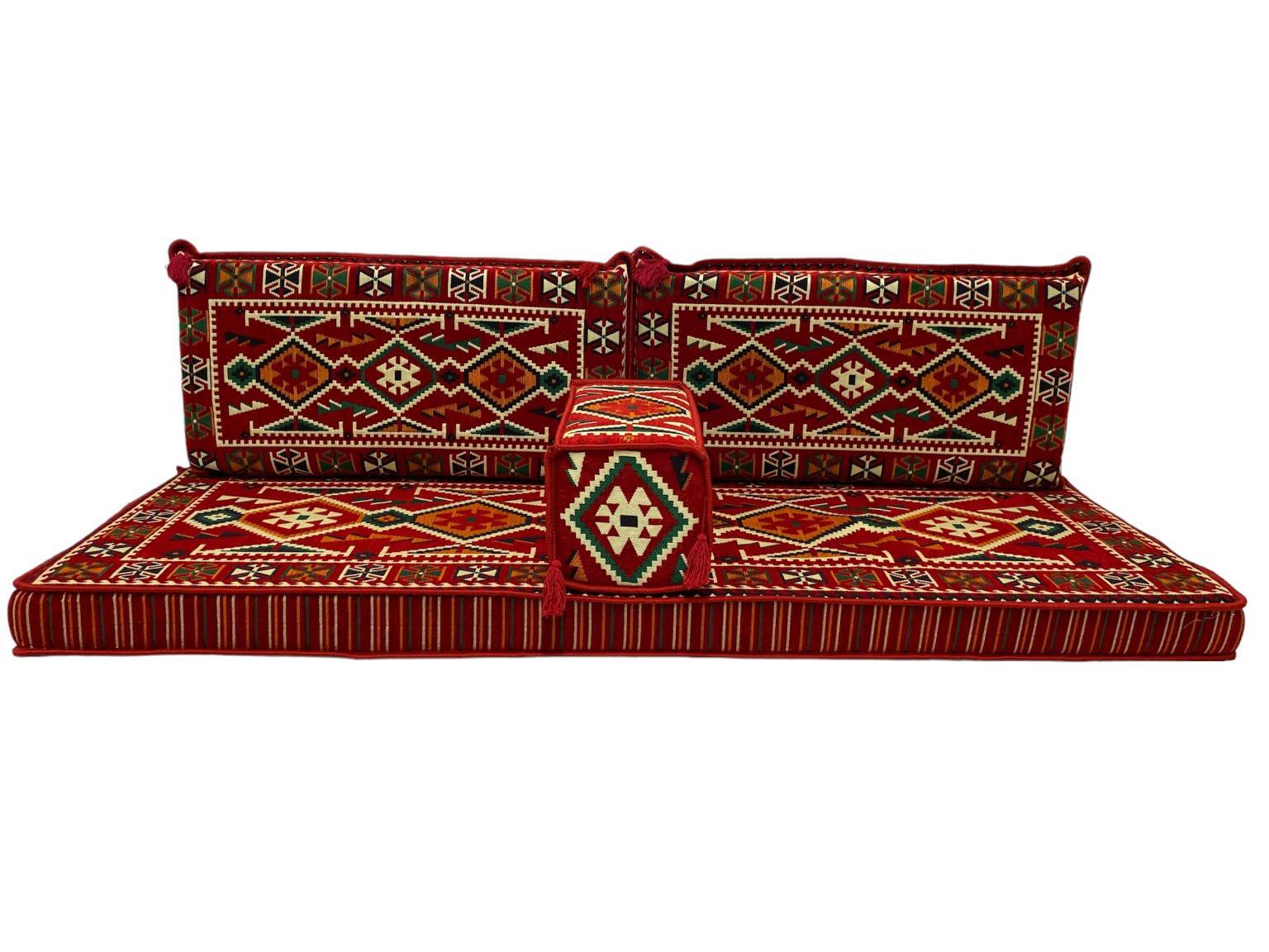 Anatolian Floor Couch, Red Floor Sofa, Arabic Majlis Seating,Oriental Sofa