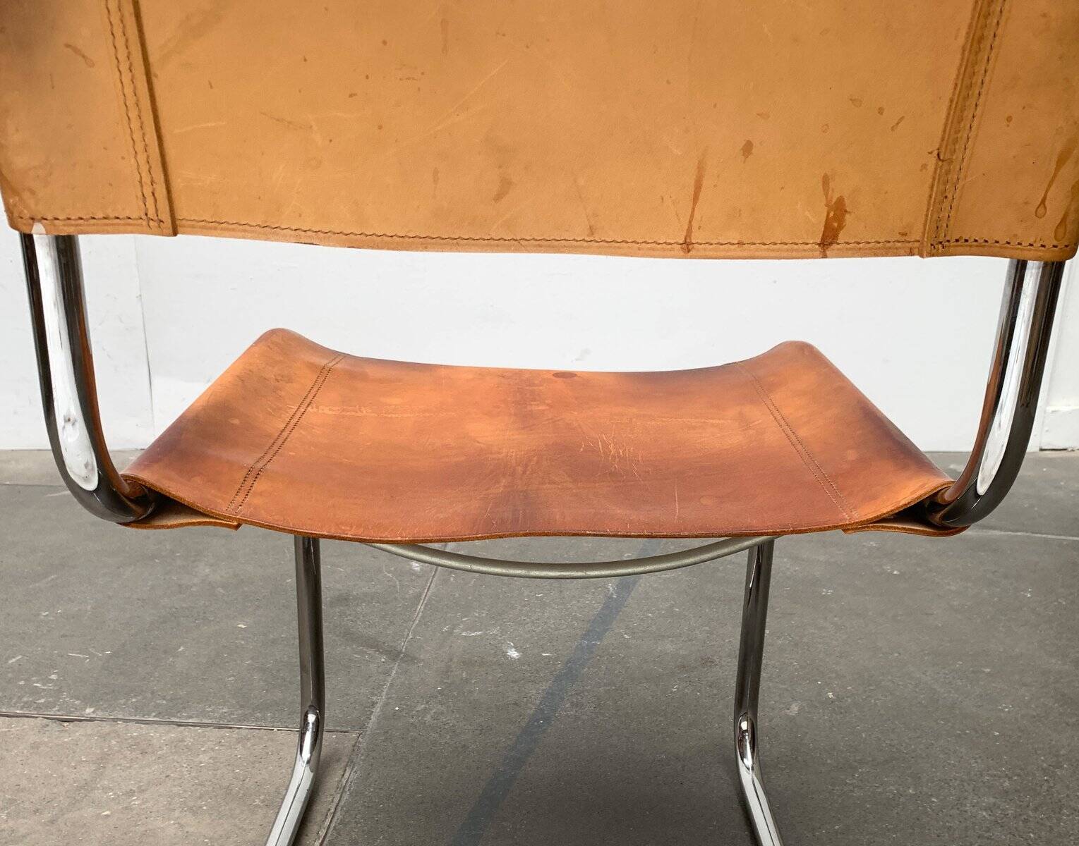 German vintage leather cantilever chairs S33 by Mart Stam for Thonet, set of 8