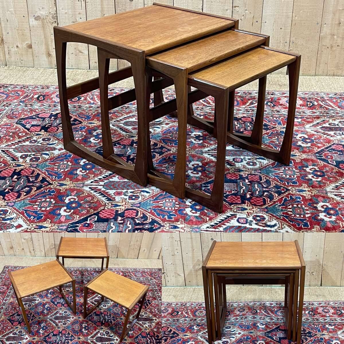 Set of 3 teak nesting tables from the GPlan brand from the 1970s
