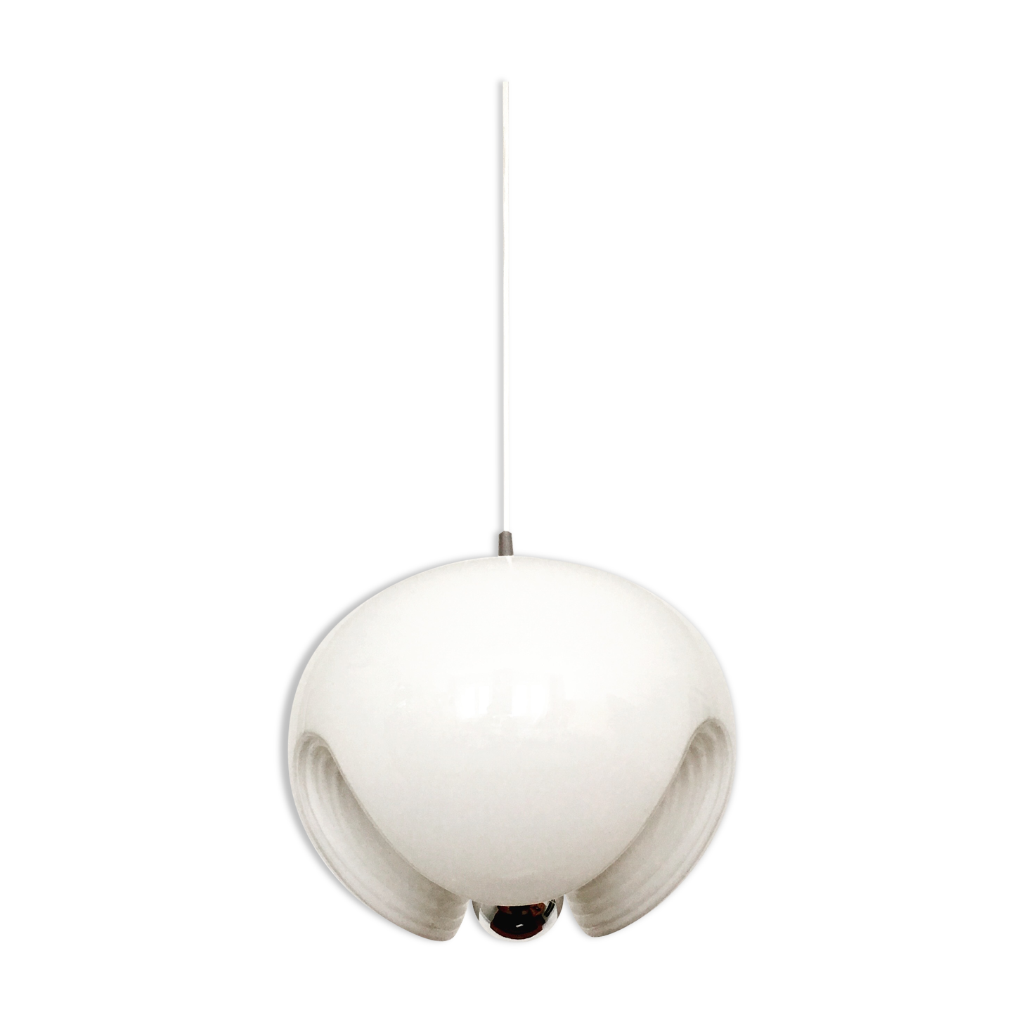 White glass Wave pendant lamp by Koch and Lowy for Peill and Putzler
