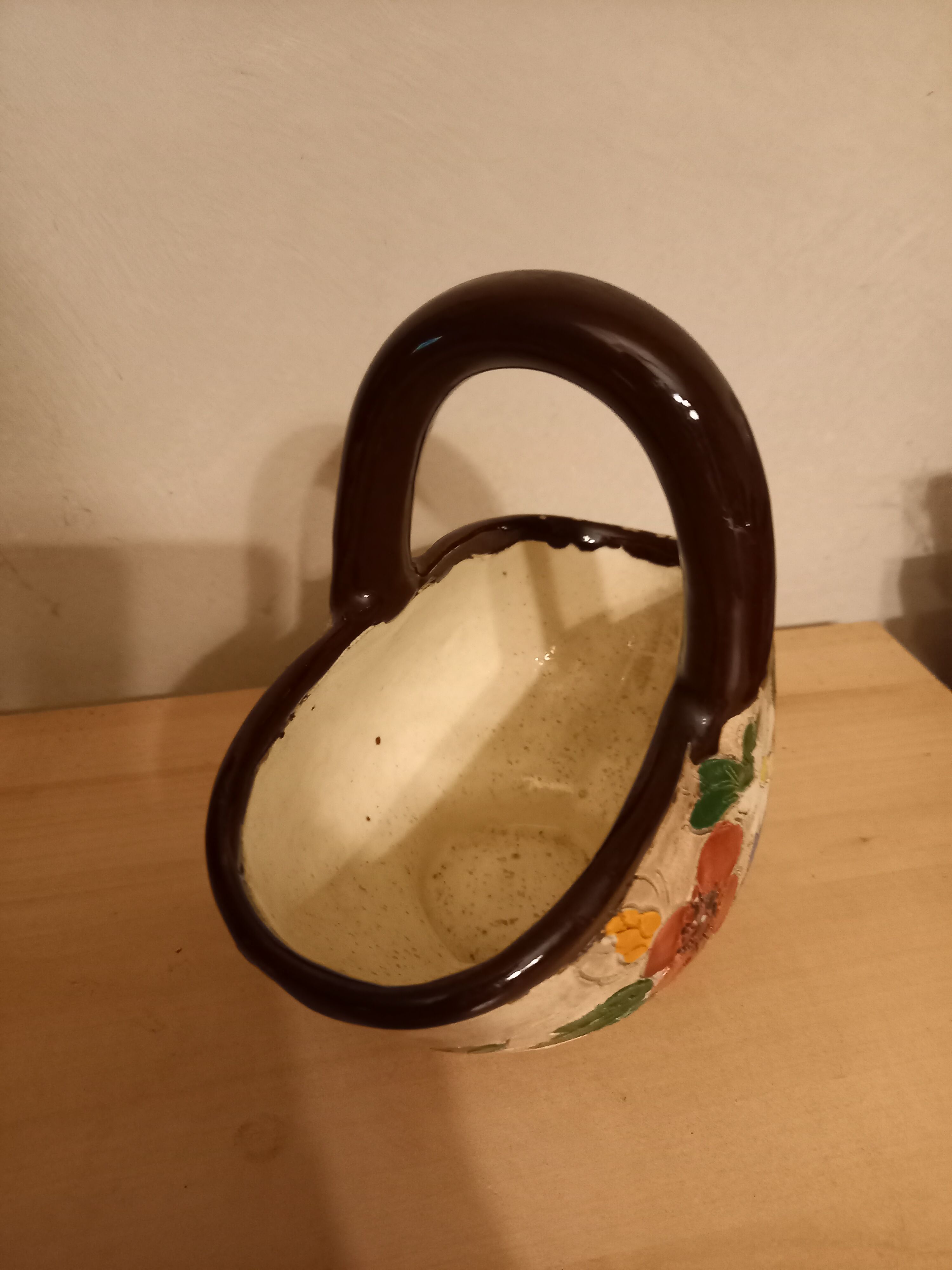 Vase basket Massier glazed ceramic Vallauris