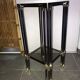 Metal square sellette and 2-storey smoked glass
