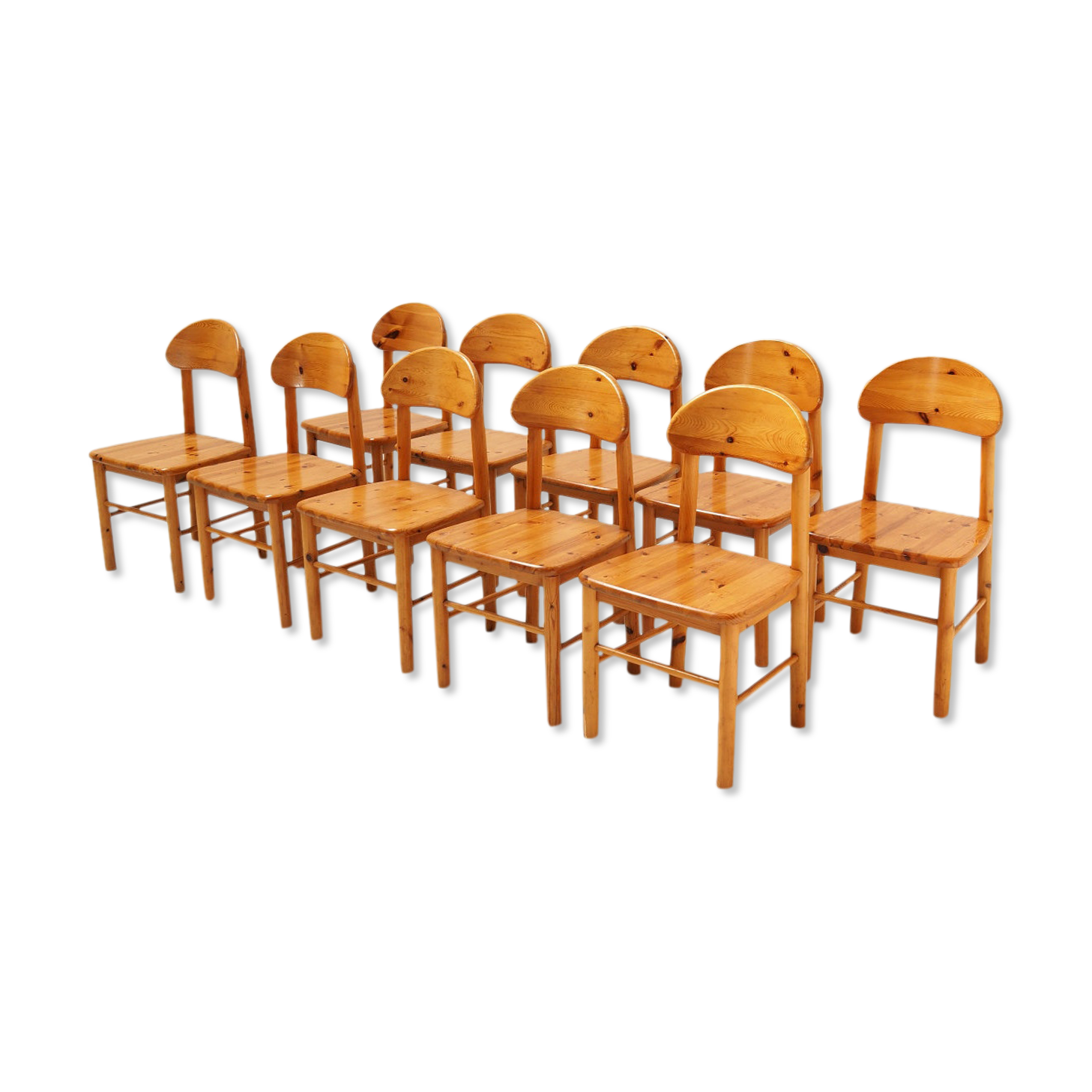 Set of 10 ‘Rainer Daumiller’ chairs in solid pine wood