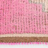 3x10 Fuchisa Pink & Caremel Brown Geometric Pattern Vintage Runner Rug