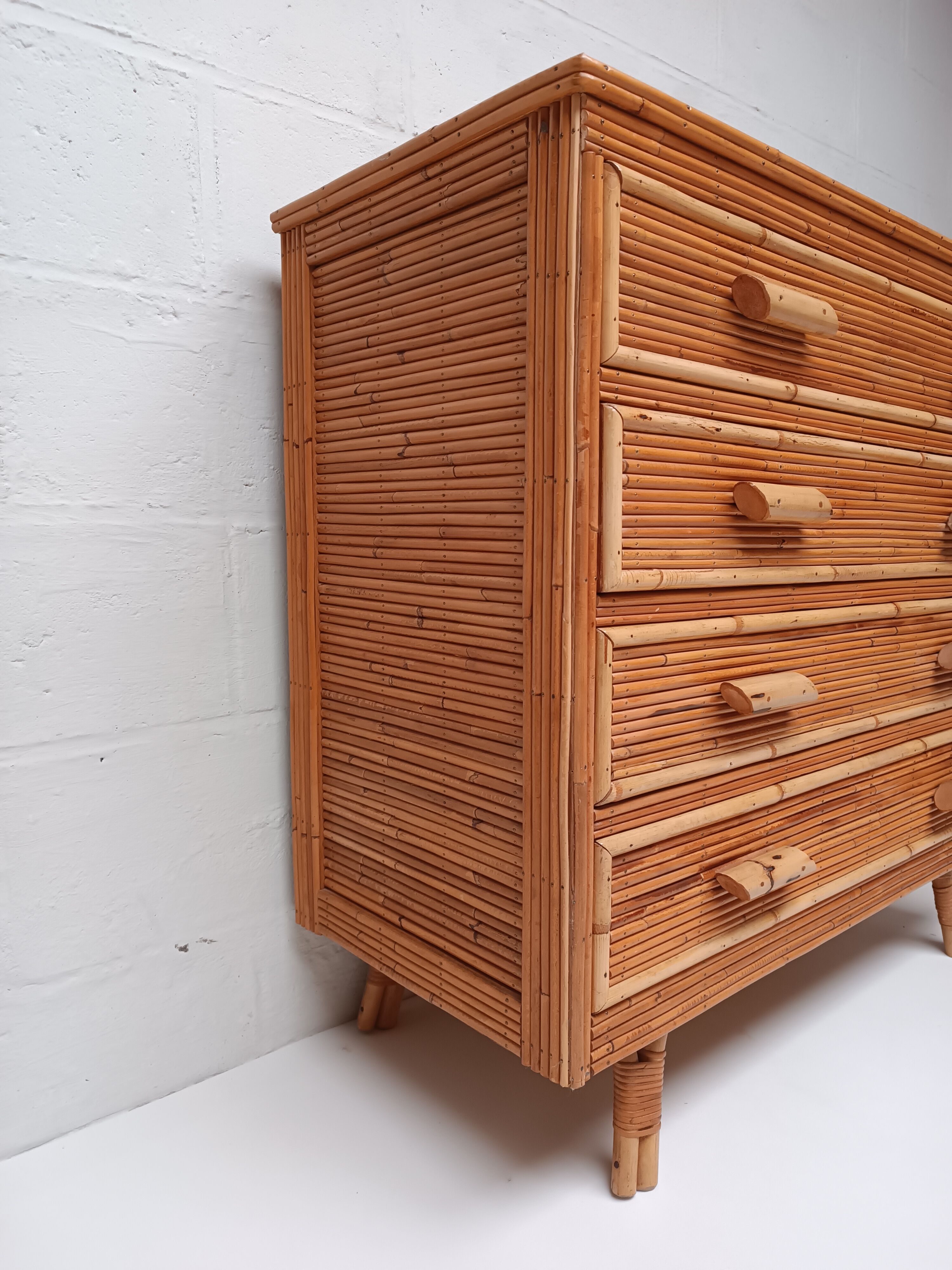 Rattan chest of drawers 60s-70s