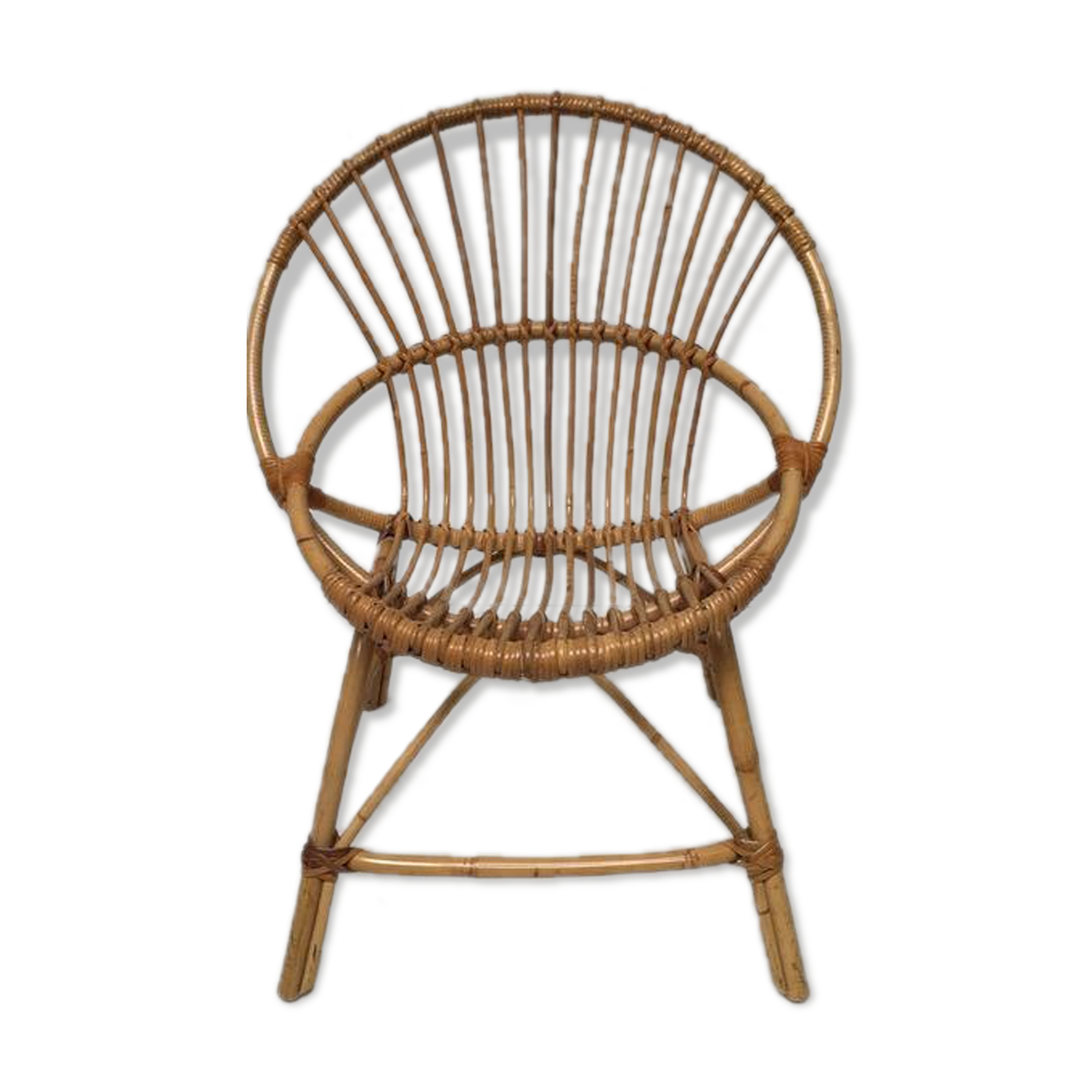 Fauteuil rotin vintage coquille