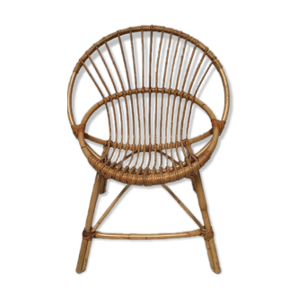 Fauteuil rotin vintage coquille