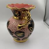 Old Vallauris ceramic earthenware vase rose gold vintage 1960 70 Tulip flowers