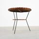 Mid-Century Woven Rattan, Wicker and Iron 2-Tier Round Coffee Table, Italy