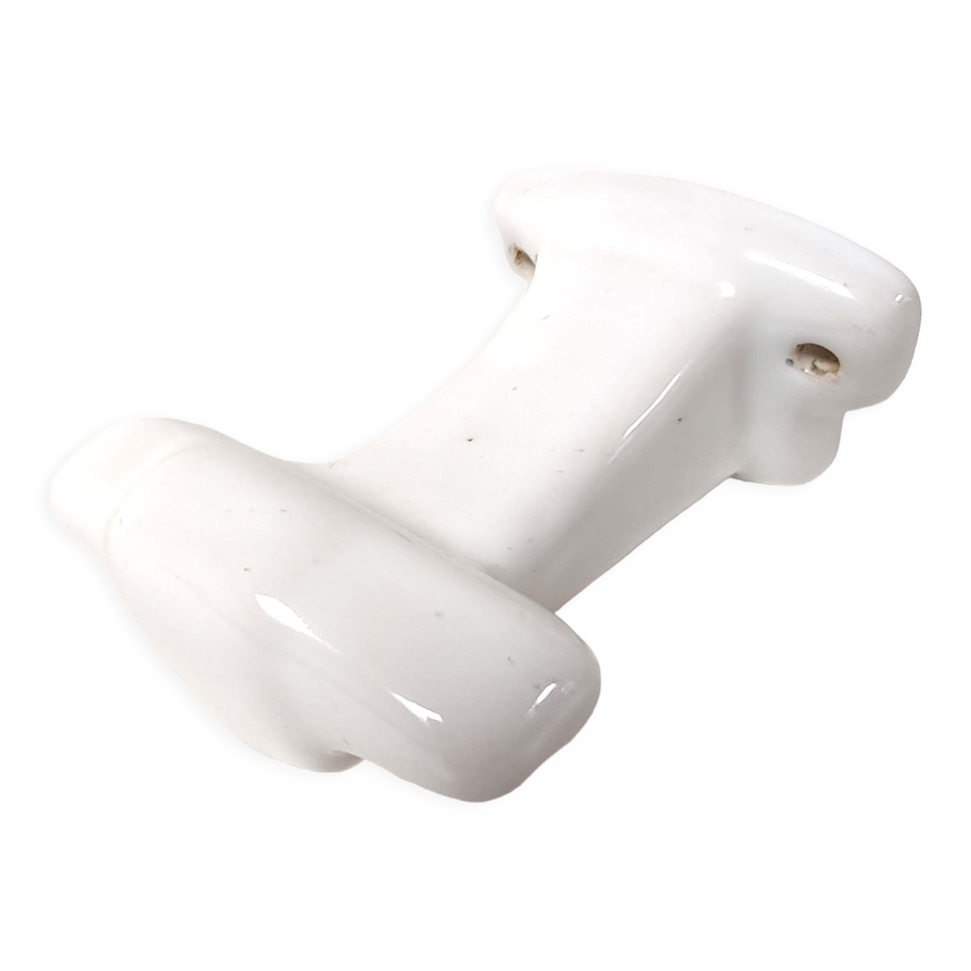 Coat rack hook in white art deco porcelain