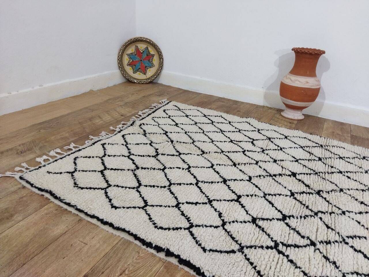 Handmade wool Berber rug 220 X 130 CM