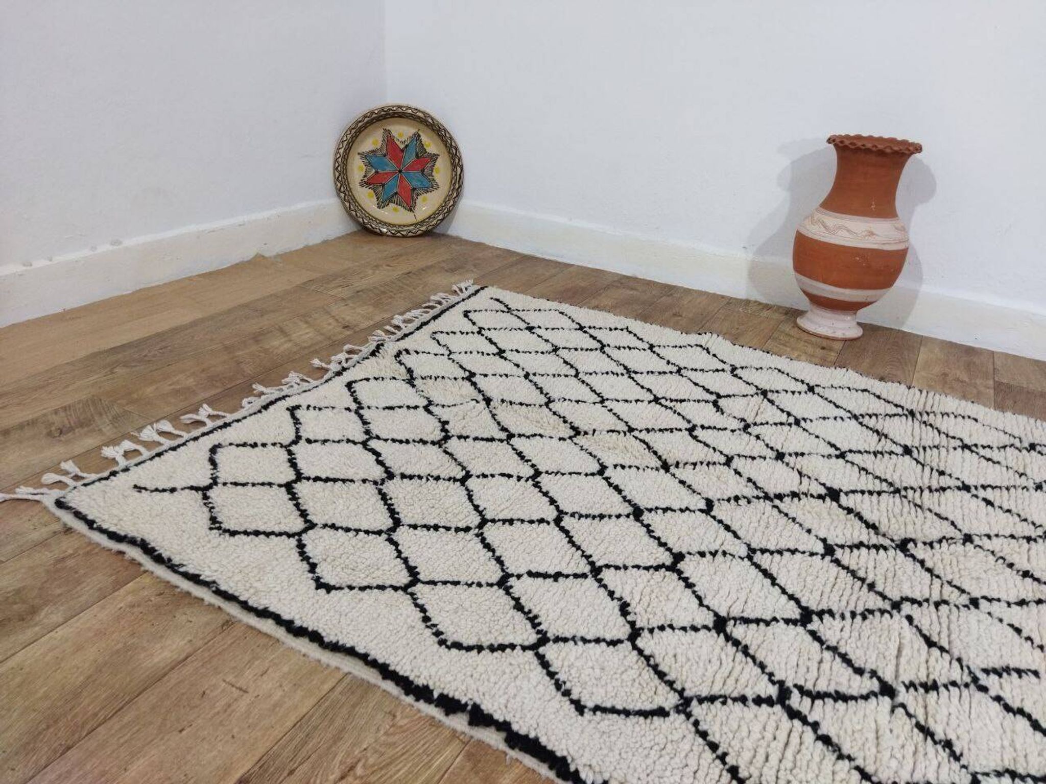 Handmade wool Berber rug 220 X 130 CM