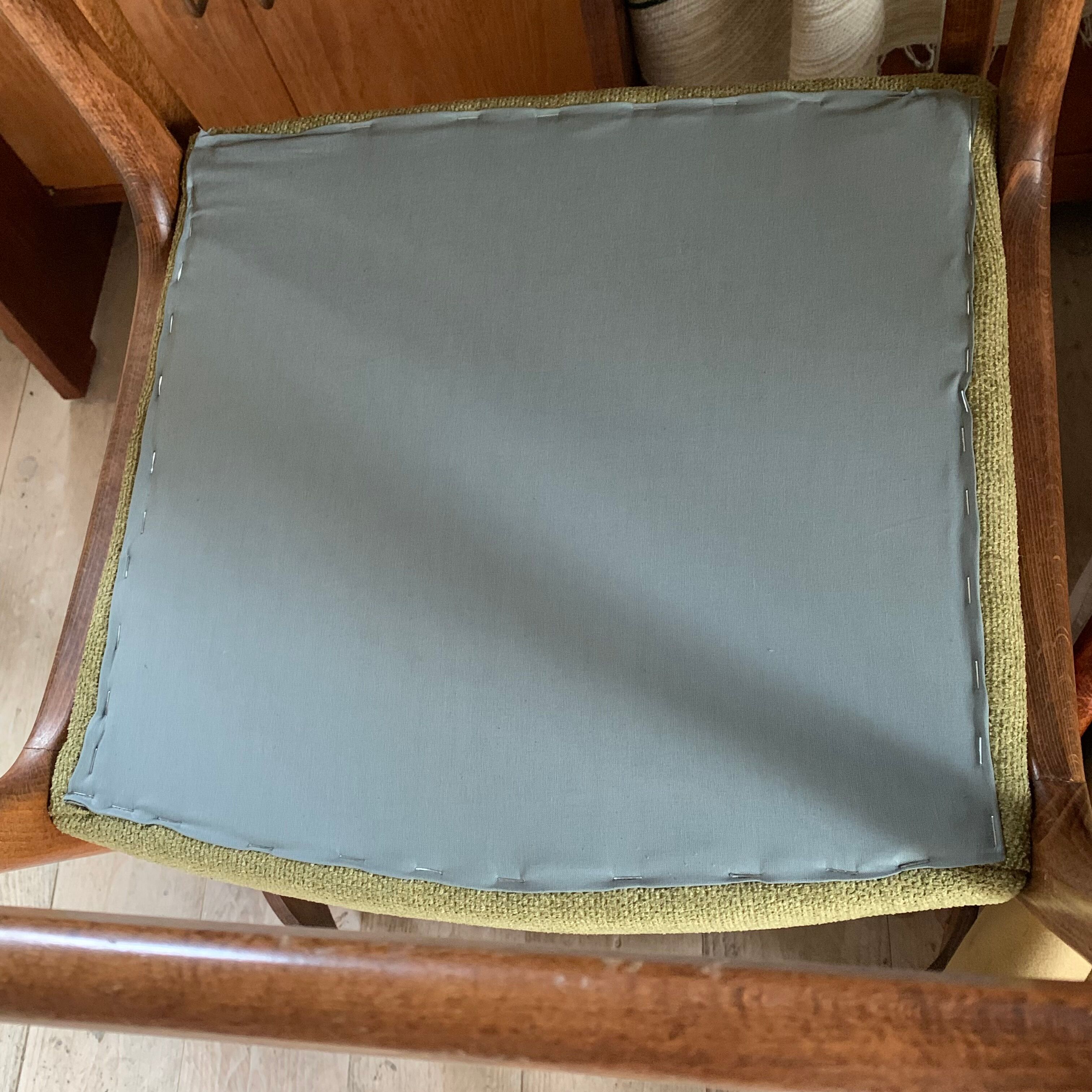 Baumann vintage sled chairs in ash and linden green velvet fabric - set of 4