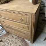 Superb 4-drawer chest of drawers from the 50s in raw wood