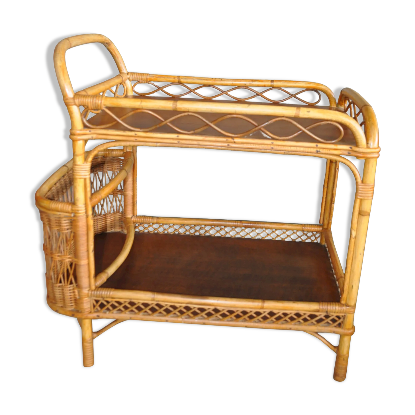 Rattan service trolley