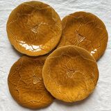 4 plates in Gien vine leaf slip, Primefleur vintage creation
