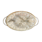 Aperitif servant in glass and vintage gold metal