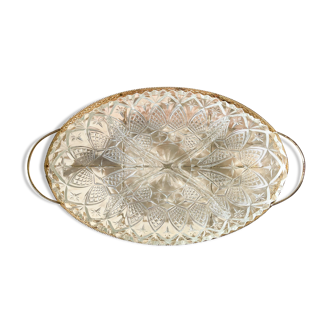 Aperitif servant in glass and vintage gold metal