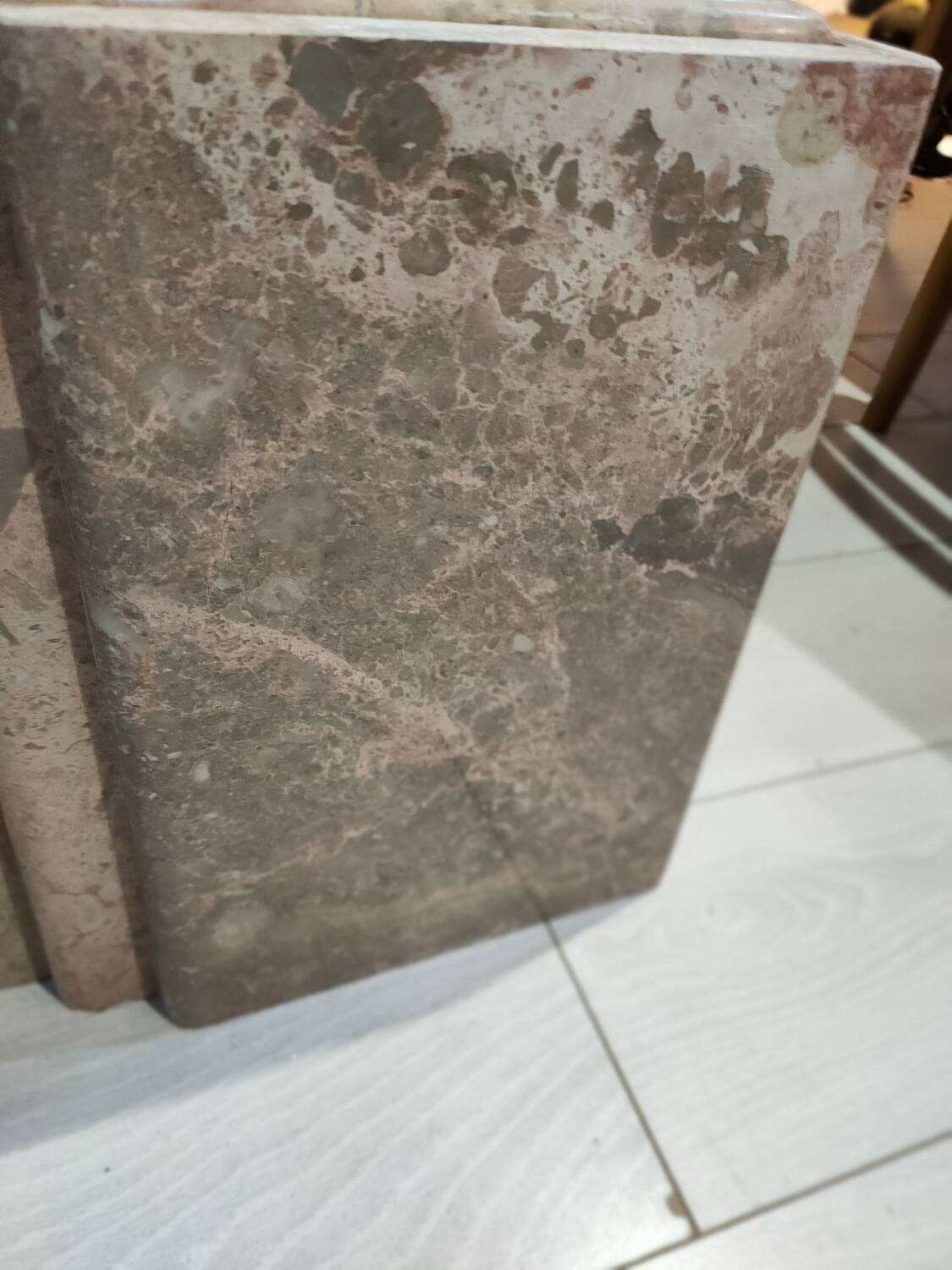 Marble coffee table, old pink water drop shape