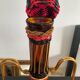 Vintage amber glass, brass and scoubidou carafe