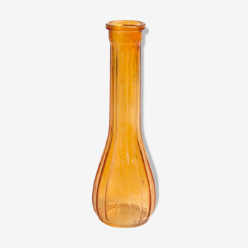 Vase soliflore orange en verre made in France années 60