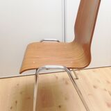 Multiplied wooden chair and chrome feet, vintage 60/70s