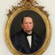 Old hst painting portrait of a man medallion golden frame louis xv style