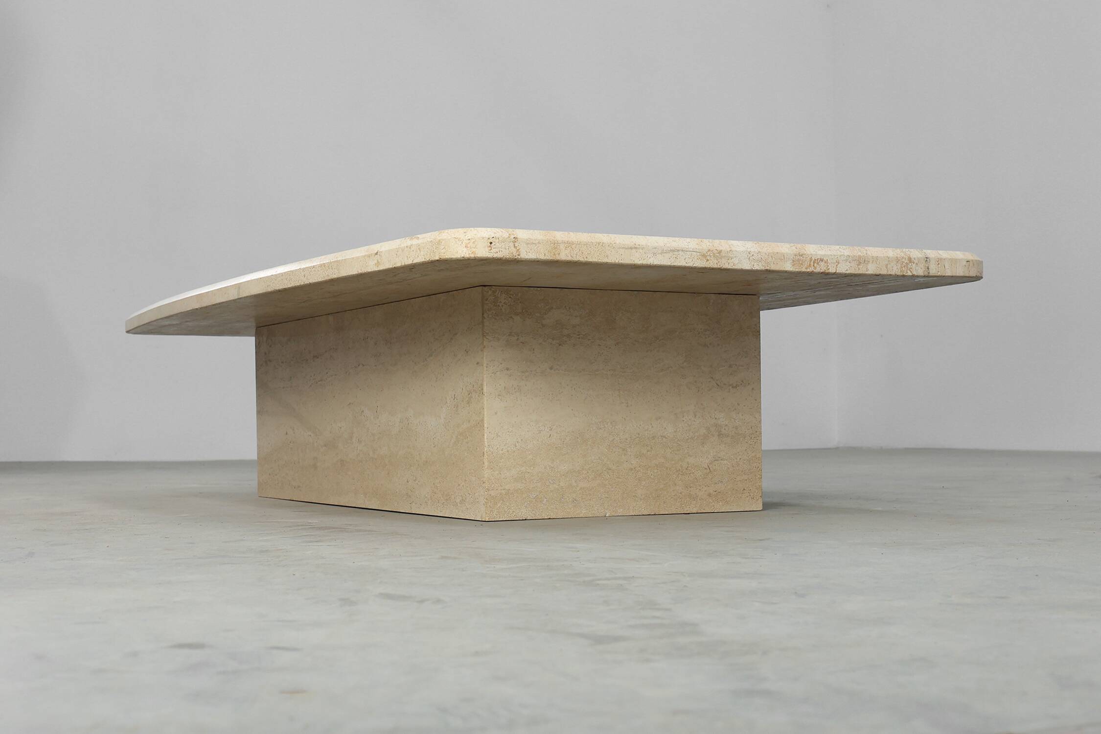 Sculptural organic travertine coffee table, France 1980s