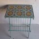 Metal plant stand with tiled top – 6 antique tiles