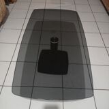 Rectangular living room coffee table with tempered glass and central foot