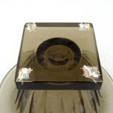 Coupe Art Déco en verre fumé à motifs géométriques