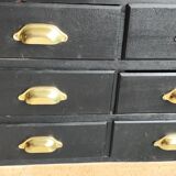 Old workbench furniture with six drawers and a door