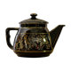 Longchamp porcelain teapot coffee maker decorated with vintage golden flowers