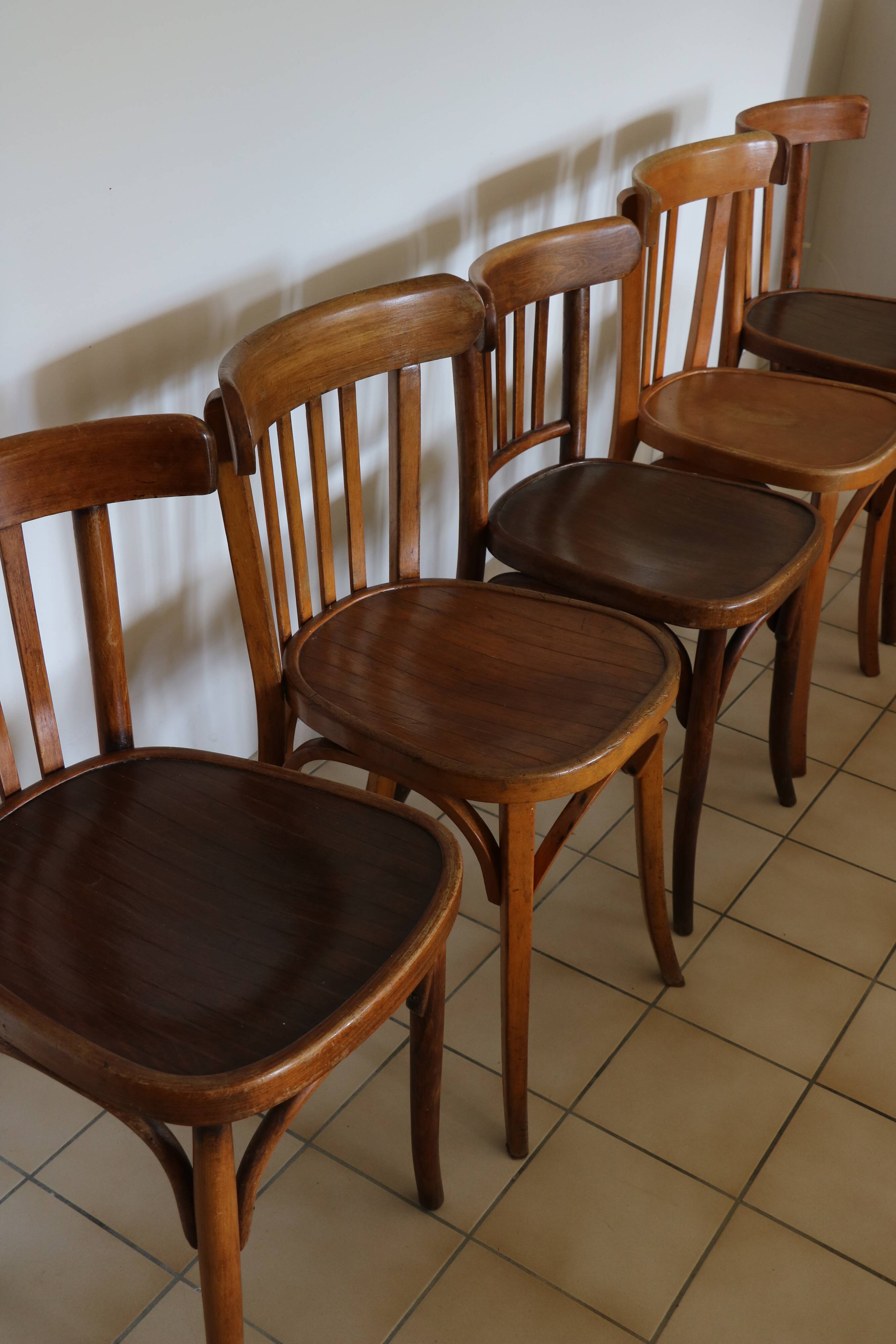 5 vintage bistro chairs