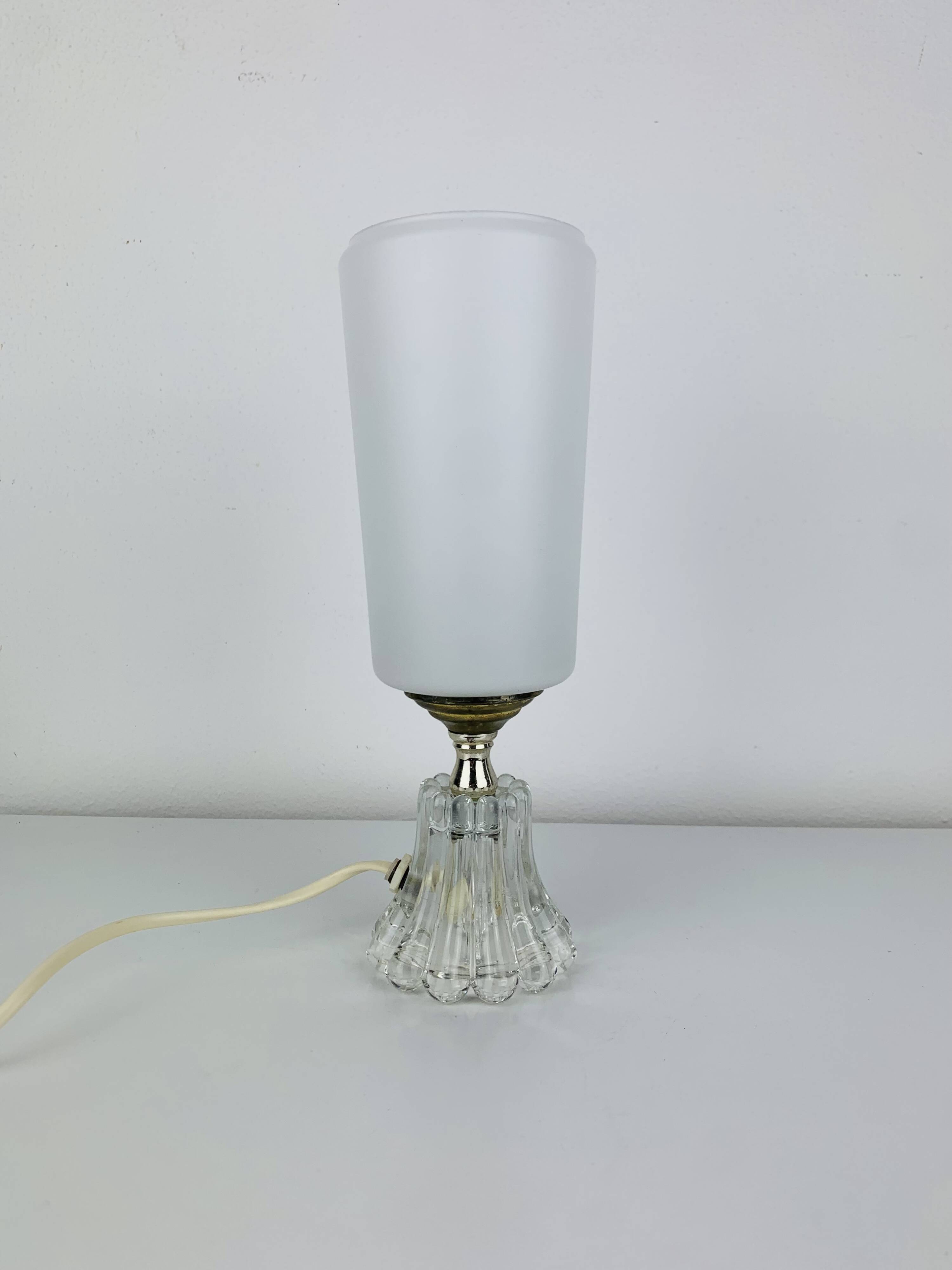 Opaline glass tulip lamp, 1950s, vintage